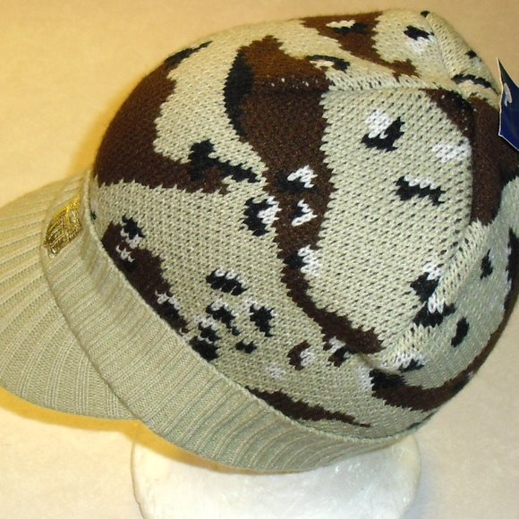 Nfl Shield Logo Reebok Mens Adult Camo Beanie Winter Hat with Bill New - Picture 2 of 3